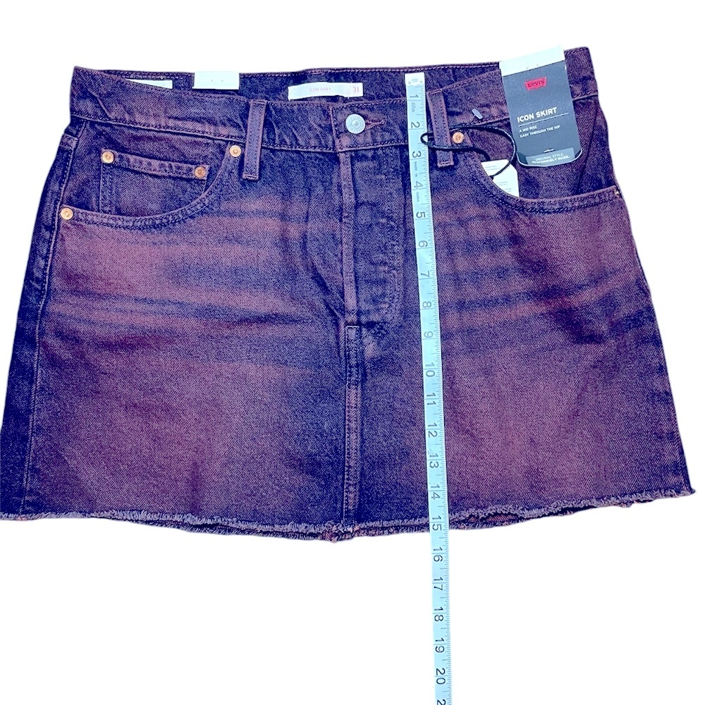Levi's Denim Purple Burgundy Icon Raw Hem Skirt Size: 31/9 - Picture 5 of 7